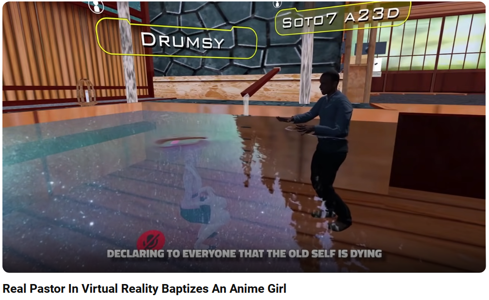 youtube video titled: real pastor in virtual reality baptizes anime girl